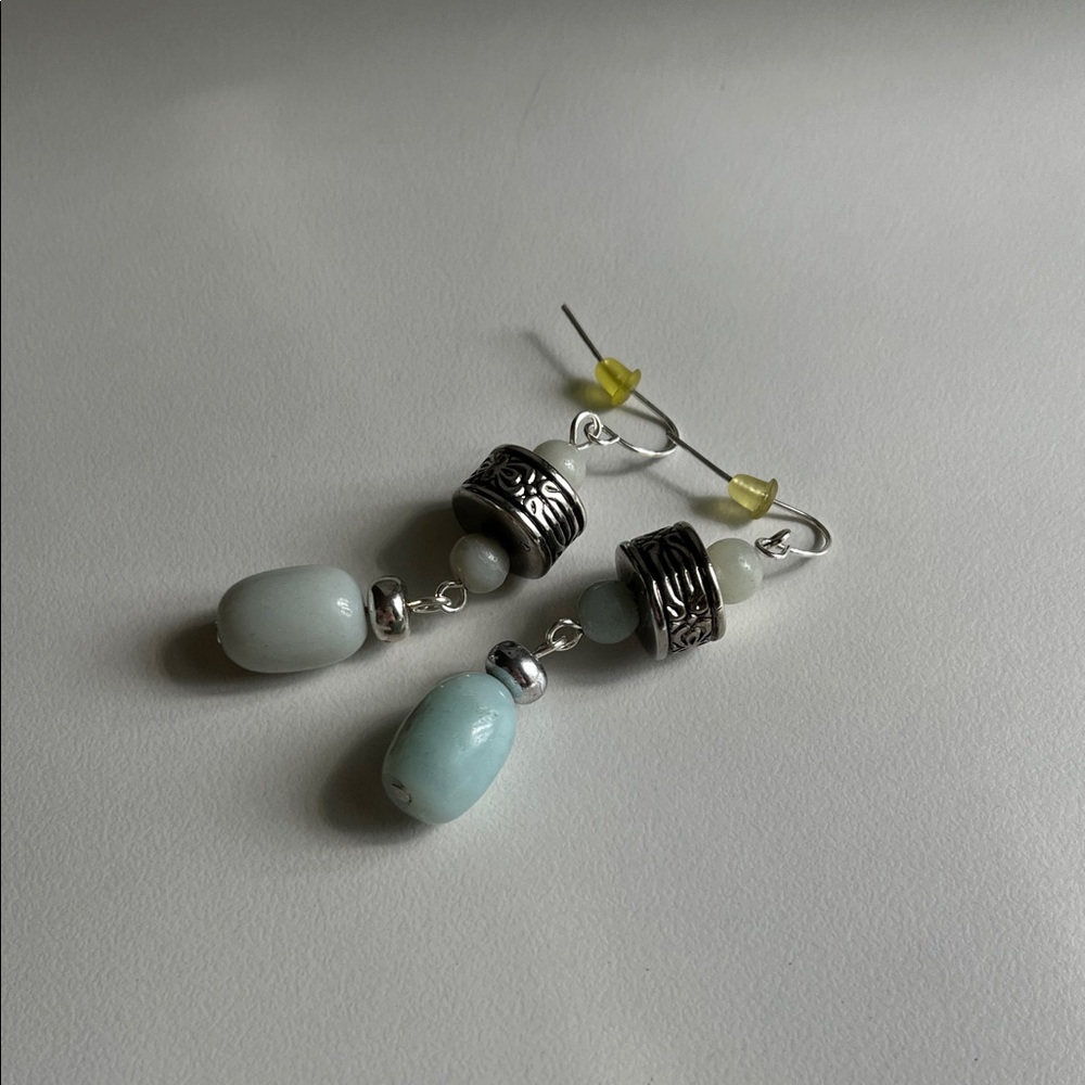 3 for $15 Silver and Light Blue Bead Drop Earrings